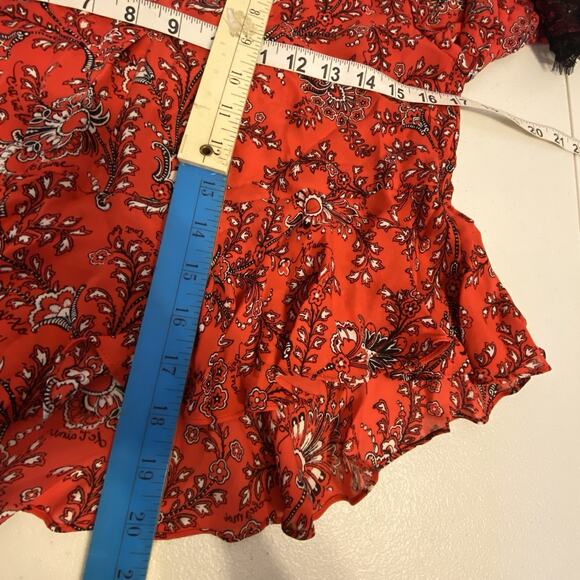 Cinq A Sept Blouse Women S 100% Silk Crop Tie Top Floral Multicolor Fairy Grunge - Picture 2 of 12